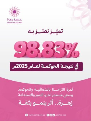 جمعية زهرة تحقق 98.83% في معايير الحوكمة لعام 2025